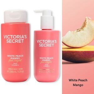 Victoria's Secret Pink White Peach Mango Body Wash & Lotion Set NEW